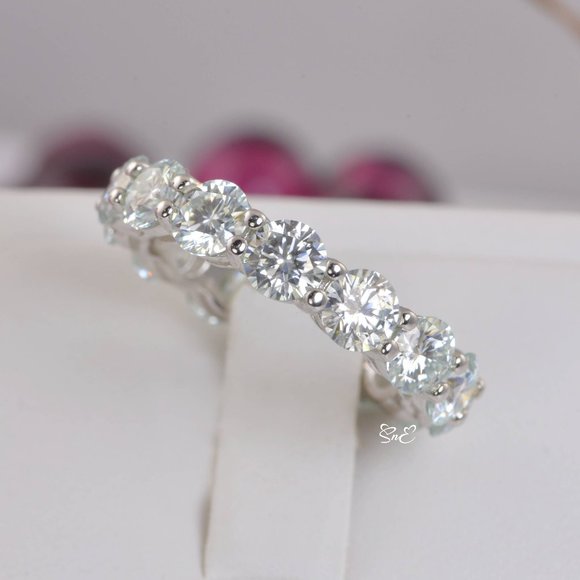 Certified Moissanite Diamond Eternity Ring Wedding Band 5mm 7 Ct - Picture 2 of 15